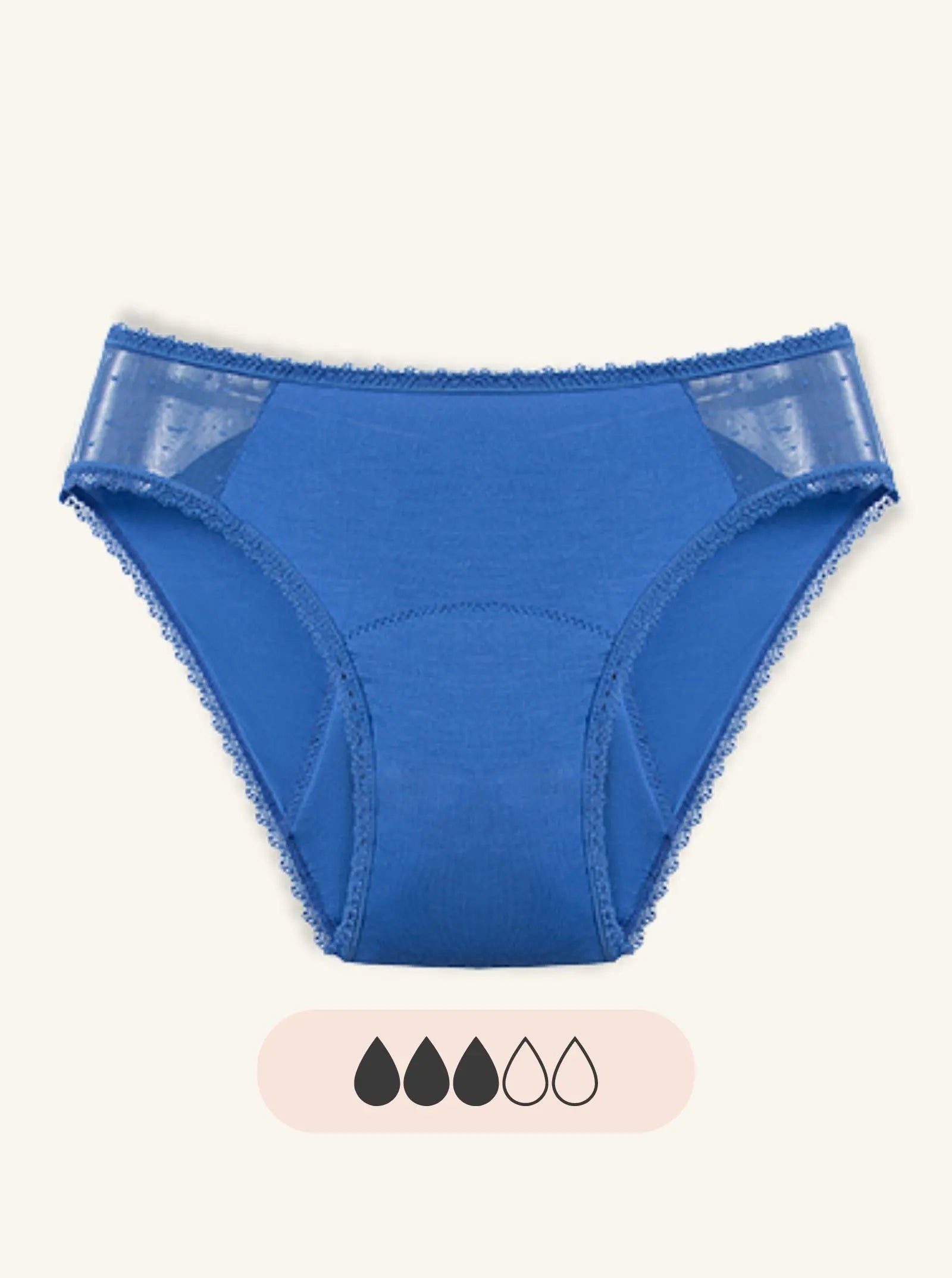 Cotton and Lace Trim Cheeky Panty - Ombre blue